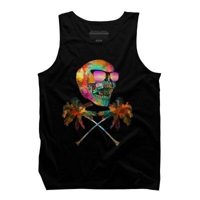 Men's Design By Humans Palm Tree Summer Cross Bones By Johnthan Tank Top