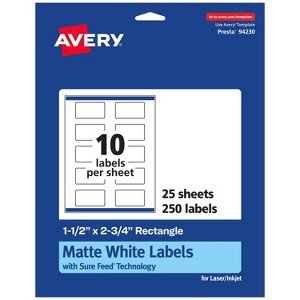 Avery Matte White Rectangle Labels, 1.5" x 2.75" - 1 of 4
