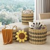 Tangkula Seagrass Basket Set of 3 Stackable Storage Bins w/ Handles Home Organizers - 2 of 4