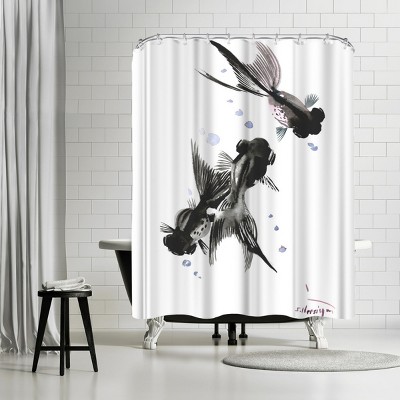 Americanflat 71 x 74 Shower Curtain, Koi Black Mor Fish by Suren Nersisyan