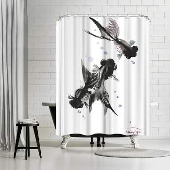 Americanflat 71" x 74" Shower Curtain, Koi Black Mor Fish by Suren Nersisyan