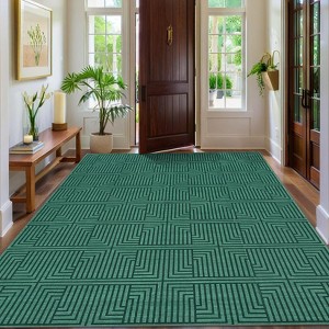 Washable Area Rug Soft Rugs for Living Room Modern Striped Non Slip Rug Geometric Checkered Foldable Print Mat - 1 of 4