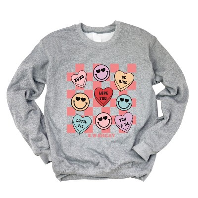 Simply Sage Market S.W.Smiley Candy Heart Smile Solid Sweatshirt