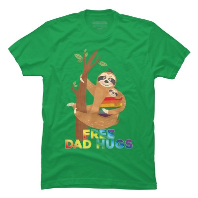 Adult Design By Humans Free Dad Hugs Rainbow Sloth Pride By KangThien T-Shirt