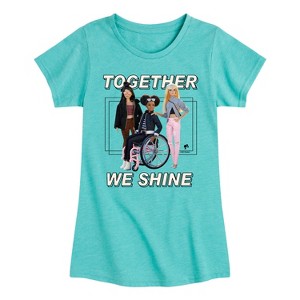 Girls' - Barbie - Together We Shine Fitted Short Sleeve Graphic T-Shirt - 1 of 4