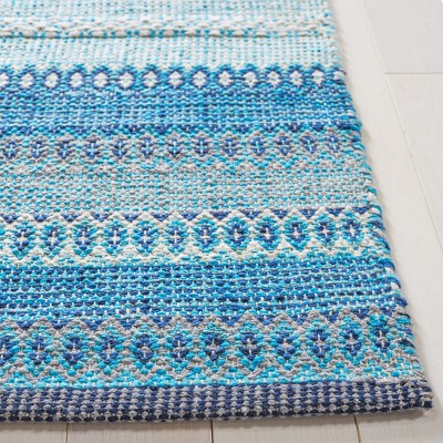 Coastal Charm Blue and Grey Cotton Handwoven Flatweave Rug - 3' x 5'