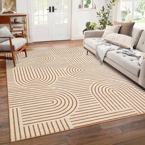 Modern Geometric Stripe Area Rugs Soft Washable Low Pile Non Shedding Rugs for Living Room Bedroom - 1 of 4