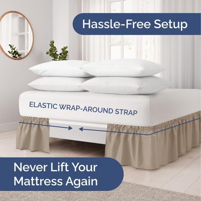Cream Full Size Ruffled Elastic Wrap Around Bed Skirt