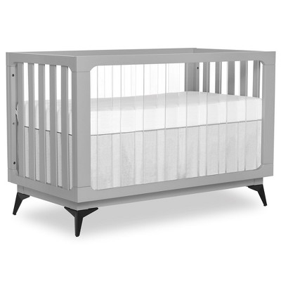 Pebble Grey Acrylic 4-in-1 Convertible Crib with Adjustable Mattress