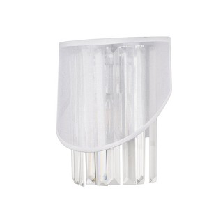 PAKOKULA Modern 1-Light Chrome Finish Crystal Column Wall Sconce with Fabric Shade - 1 of 4