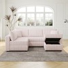 106.3'' Acrylic Imitation Rabbit Plush U-Shaped Sectional 4-Person Sofa with Hydraulic Lift Ottoman, Built-In Storage, and Washable Cushions - 3 of 4