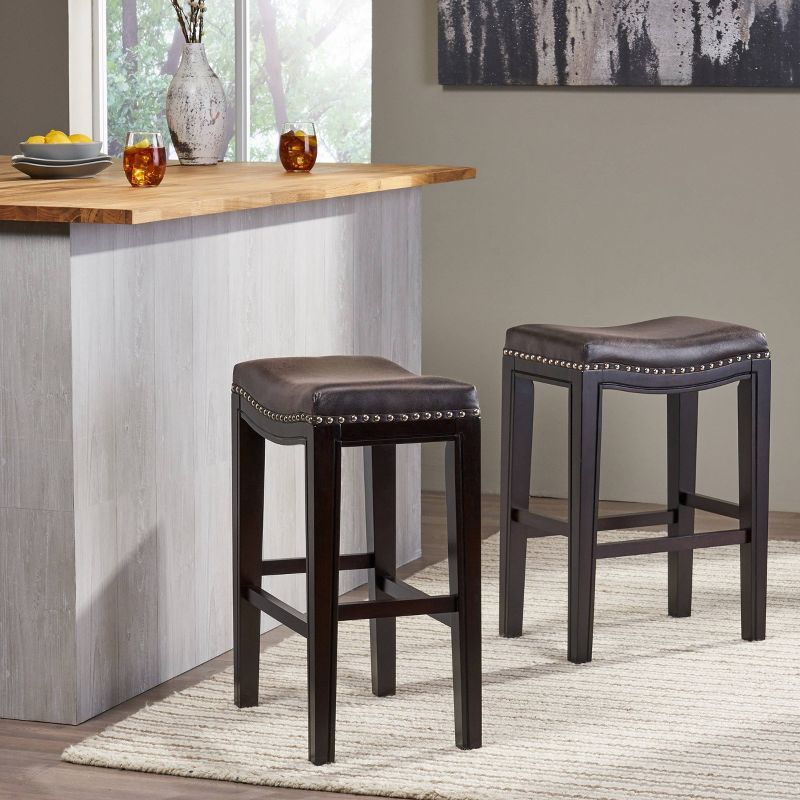 Set of 2 Tiffin Contemporary Studded Counter Height Barstools - Christopher Knight Home, 3 of 5