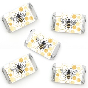 Big Dot of Happiness Little Bumblebee - Mini Candy Bar Wrapper Stickers - Bee Baby Shower or Birthday Party Small Favors - 40 Count - 1 of 4