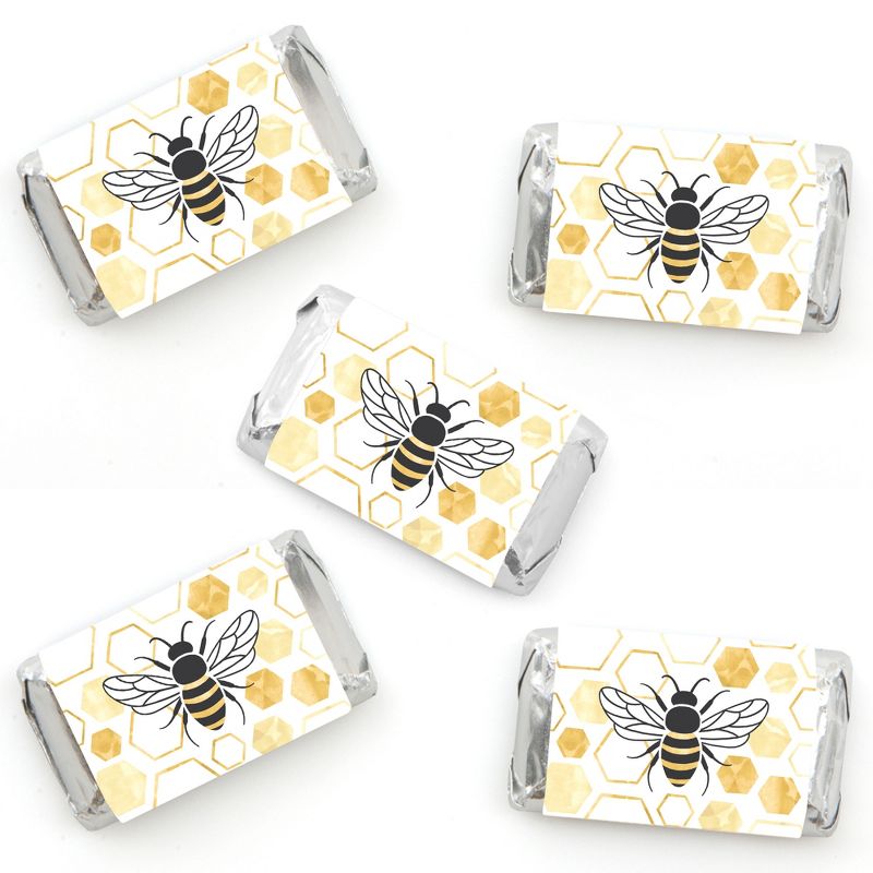 Big Dot of Happiness Little Bumblebee - Mini Candy Bar Wrapper Stickers - Bee Baby Shower or Birthday Party Small Favors - 40 Count, 1 of 7