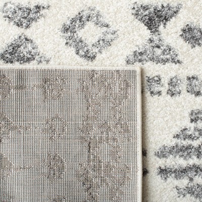 Ivory and Gray Geometric Hand-Knotted Rectangular Area Rug