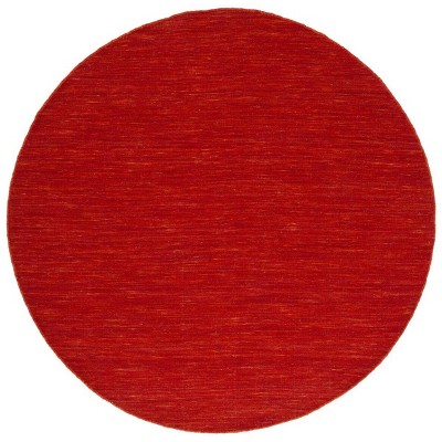 Handmade Red and Rust Wool Round Area Rug, 6' Diameter