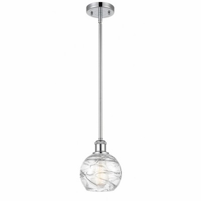 Athens Deco Swirl - 1 Light Stem Hung Mini Pendant In Industrial Style-8 Inches Tall and 6 Inches Wide