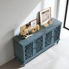 60" Antique Buffet Cabinet with Floral Carvings, Solid Wood Legs, Brass Handles, Adjustable Shelves, TV Stand for Living Room - 2 of 4