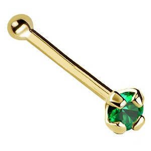 Jewelry Avalanche 22G 14K Gold Ball-end Nose Stud with Emerald Gemstone - 1 of 2