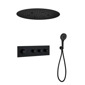 CASAINC 20 Inch Rain Shower System with Handheld, Thermostatic, 3-Function Rainfall, Ceiling Mounted, Round Head with Thermostatic Valve - 1 of 3