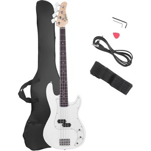 Glarry Electric Bass Guitar Full Size 4 String Rosewood Basswood Fire Style Exquisite Burning Bass ,White - 1 of 4