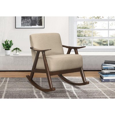 NicBex Modern Rocking Chair with Cushion Seat and Back,Modern Upholstered Armchair with Rubber Wood Frame for Living Room