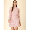 Allegra K Women's Elegant Ruffle Crew Neck Formal Elegant Mini Floral Lace Dress - 3 of 4