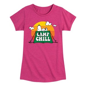Girls' - Peanuts - Camp Chill Fitted Short Sleeve Graphic T-Shirt - 1 of 4