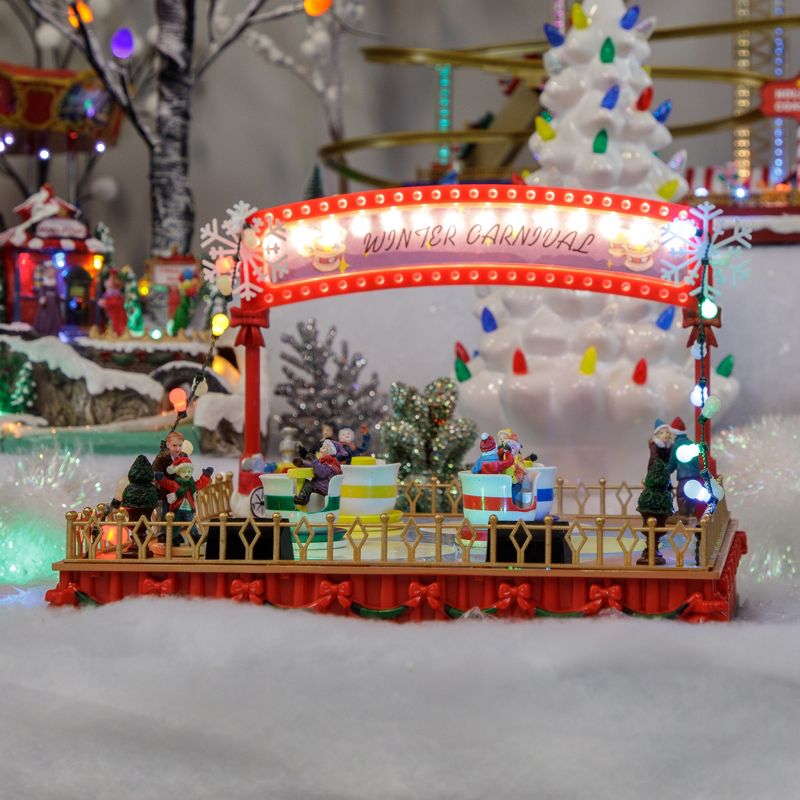 Northlight 10.75" Animated and Musical Winter Carnival Teacup Ride Christmas Village Display, 2 of 6