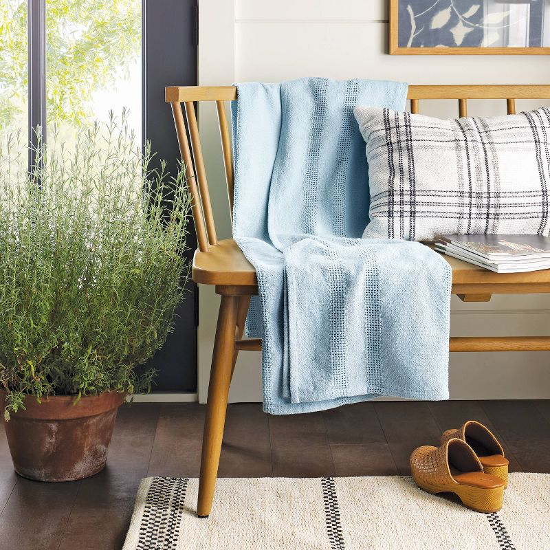 Open Textured Stripe Woven Throw Blanket Light Blue - Hearth &#38; Hand&#8482; with Magnolia, 3 of 5
