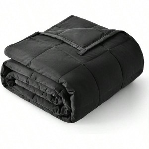 15lbs Queen Size Weighted Blanket, Soft Cooling for Bed Sofa, 60x80 Inches, Black - 1 of 4