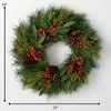 Artificial Rustic Pine & Berry Wreath Multicolor 24"H - 4 of 4