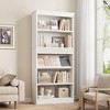 71" Farmhouse Bookcase w/ Double Fluted Design, 5 Tier Tall Bookshelf with Wooden Base, Rustic Vintage Wooden Bookshelf for Office Library - 2 of 4