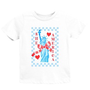 The Juniper Shop She Loves America Checkered Youth Short Sleeve Tee - 1 of 4