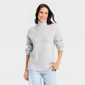 Women's Textured Mock Turtleneck Pullover Sweater - Universal Thread™ - 1 of 3