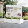 Wooakway 24" × 71" White PVC Raised Garden Planter Box with Trellis Privacy Screen - 4 of 4