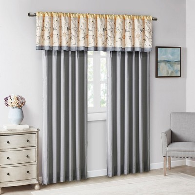 MAYEERTY 50x18" Embroidered Window Valance Yellow