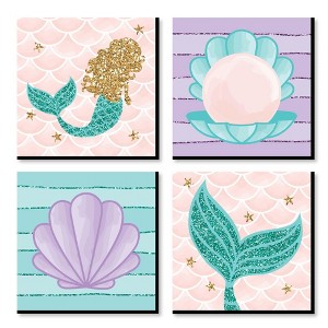Big Dot of Happiness Let's Be Mermaids - Kids Room, Nursery Decor and Home Decor - 11 x 11 inches Nursery Wall Art - Set of 4 Prints for baby's room - 1 of 4