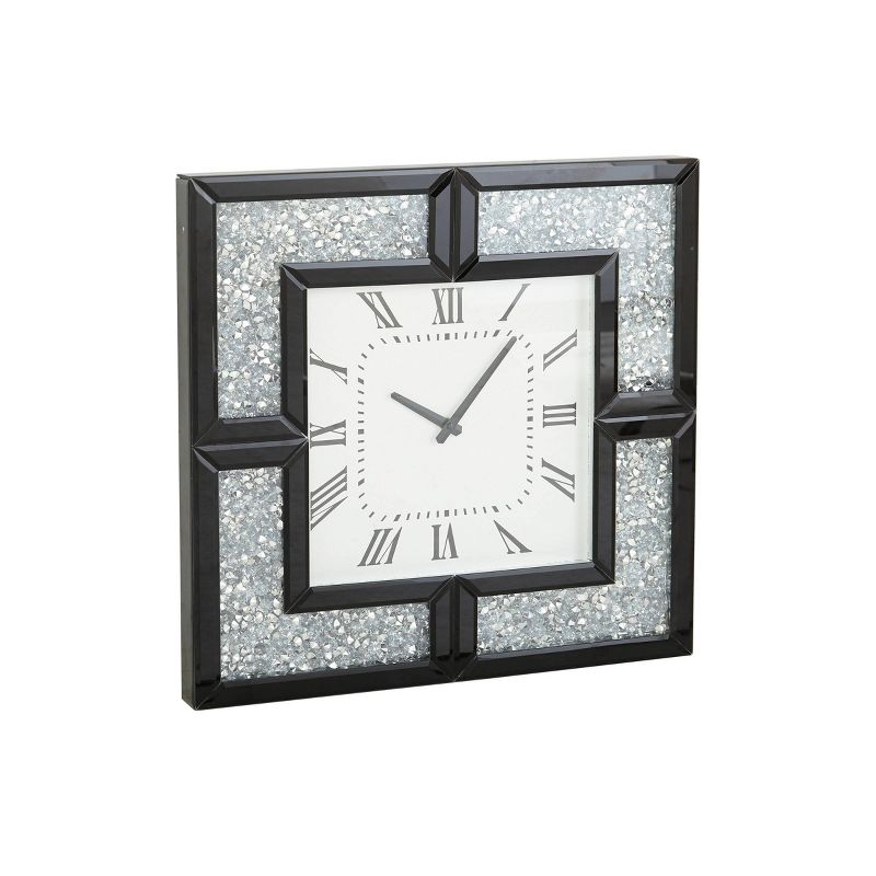 20&#34;x20&#34; Glass Mirrored Wall Clock with Floating Crystals Black - Olivia &#38; May, 5 of 8
