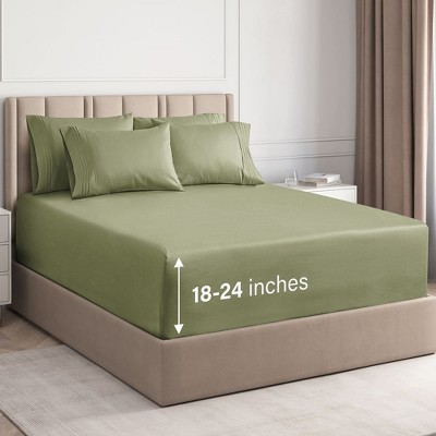 6 Piece Sheet Set - Extra Deep Pocket for 18"-24" Mattresses & Extra Pillowcases - CGK Linens