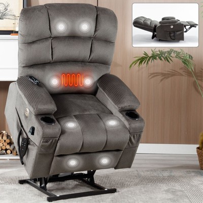 NicBex Recliner Chair Message Chair with Lumbar Heating Electric Power Lift Chair with 2 Cup Holders for Elderly for Living Room