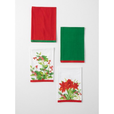 Sullivans Christmas Cotton Tea Towels Set of 4, 28"L Multicolored