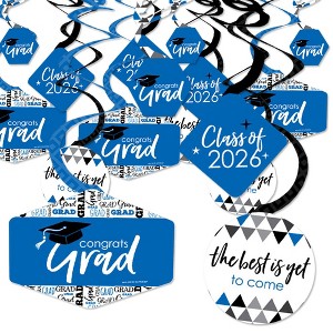 Big Dot of Happiness Blue Graduation Class of 2026 Decorations Hanging Swirls - Set of 40 - 1 of 4
