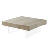 34.65" Square Faux Travertine Coffee Table, MDF Top with Acrylic Legs, Modern Living Room & Office Table, Easy Assembly - 3 of 4