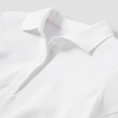 Cat & Jack Girls' Short Sleeve Pique Uniform Polo Shirt - Cat & Jack™ White S — фото 3