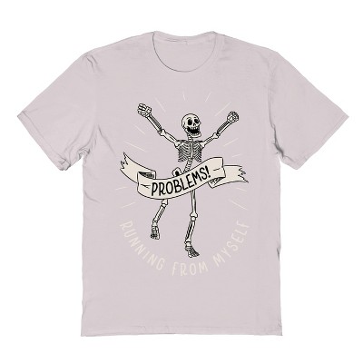 Rerun Island Men's Running From Myself Skeleton By Tobe Fonseca Halloween Short Sleeve Graphic Cotton T-Shirt