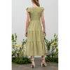 August Sky Women's V-neck Smocked Tiered Midi Dress - 2 of 4