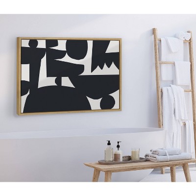 Quiet Jungle Abstract Canvas Print in Natural Frame