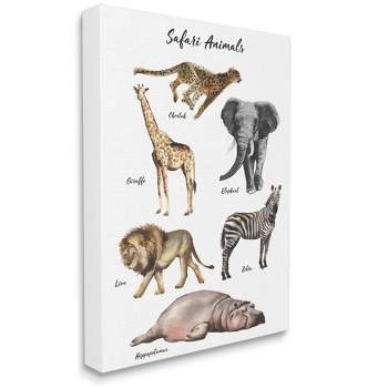 Stupell Industries Safari Animal Chart Playful Watercolor Illustrations