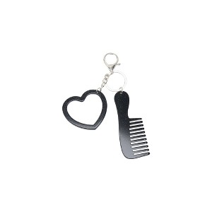 Unique Bargains Heart-shaped Mirror Comb Handbag Charms Keychain 1